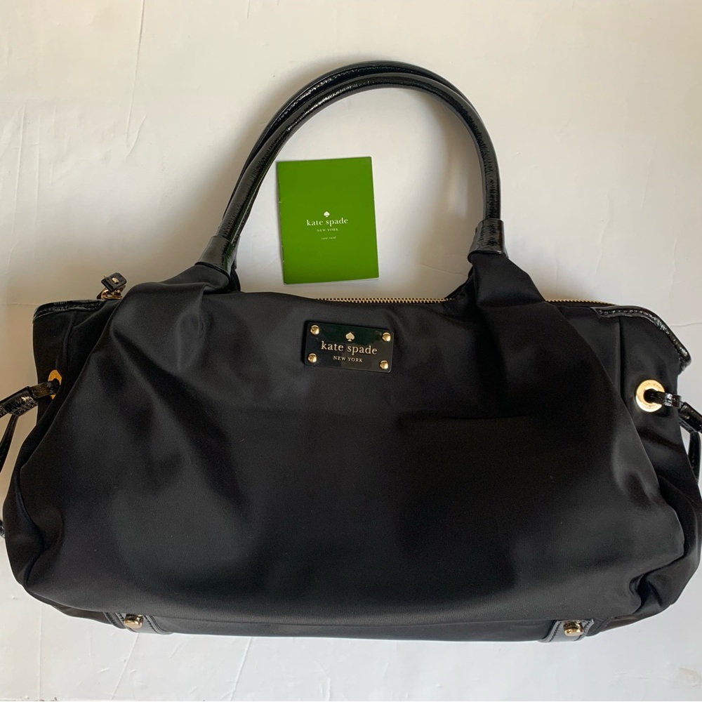 Kate Spade New York Small Shoulder Black Nylon & Leather Handbag